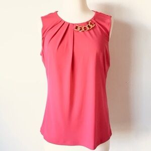 NWT Ivanka Trump Gold Chain Sleeveless Pleat Tank Top Size Large